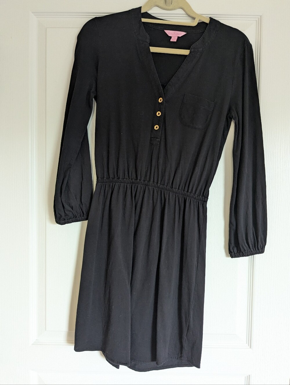 Lilly Pulitzer Black Long Sleeve Elastic Waist Dress XS